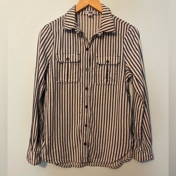 COPY Paige Striped Button Up Shirt Size Small - Picture 1 of 8